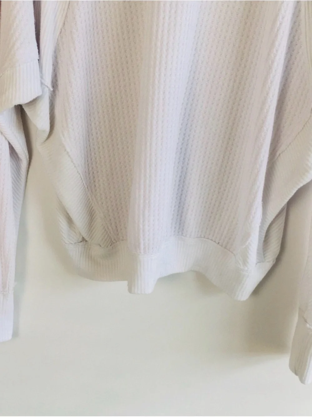 Free People Santa Clara Thermal Top White Oversized Waffle Knit